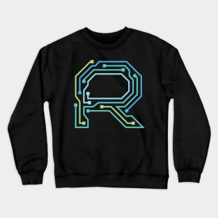 Alphabet R Circuit Typography Design Crewneck Sweatshirt